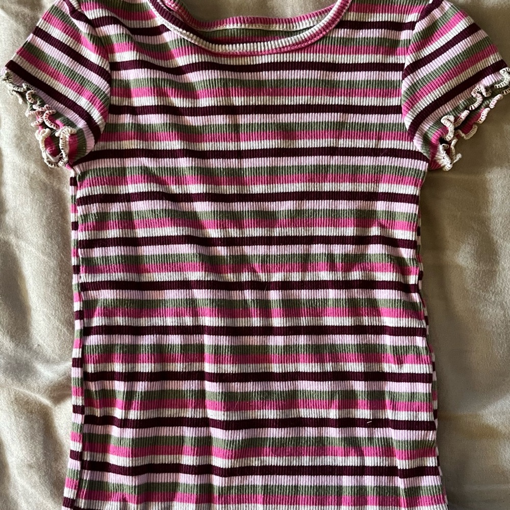 Garanimals Multi-Striped Ribbed T-Shirt Pink Gray White
